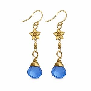 HK1163 S925 Tanzanite Flower Dangle Earrings